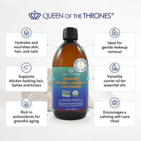 QUEEN OF THE THRONES Organic Golden Castor Oil 500ml side view
