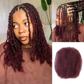QUEEN VIRGIN REMY Afro Kinky Bulk Hair 14inch Burgundy front view