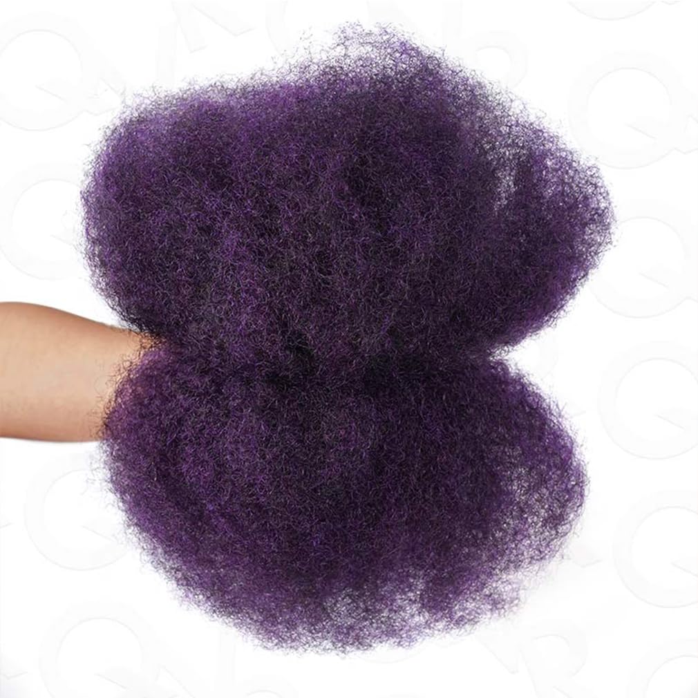 QUEEN VIRGIN REMY Afro Kinky Bulk Hair 50g purple styled into twists
