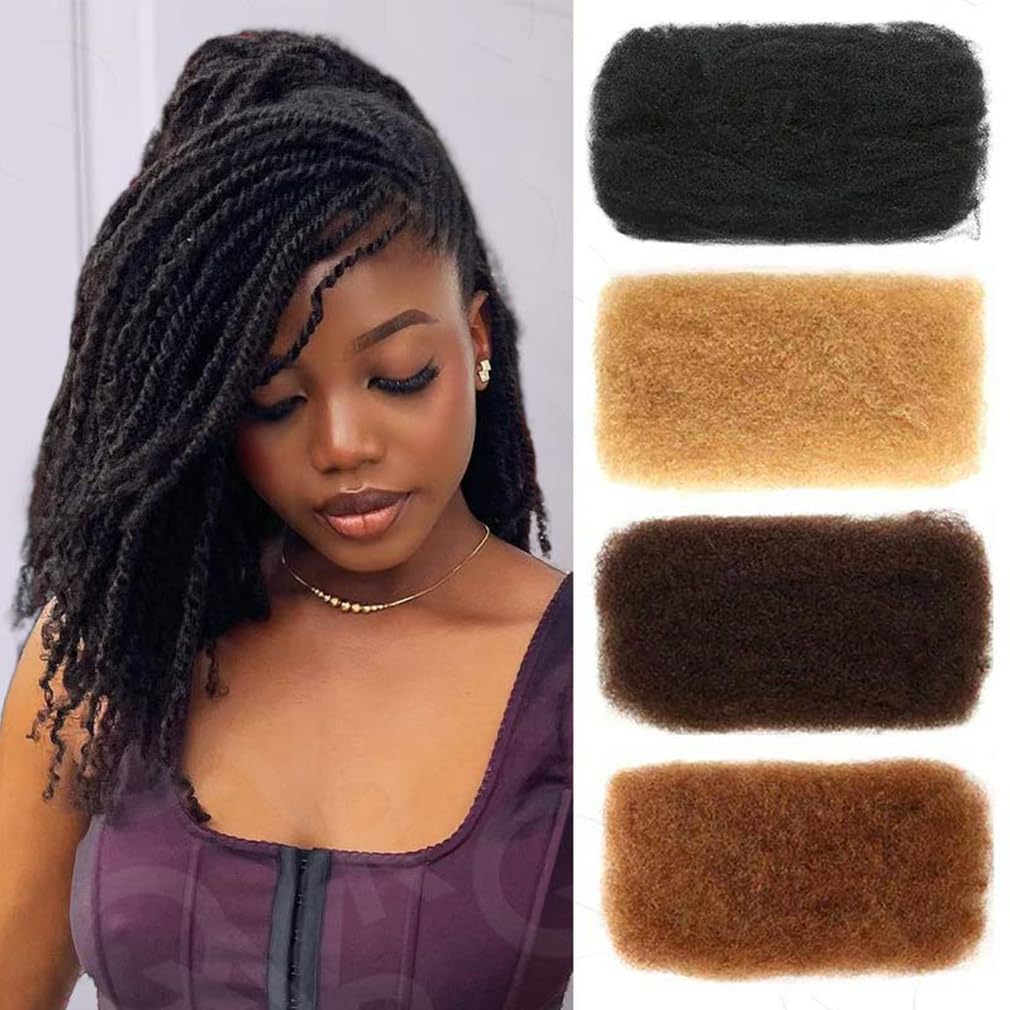 QUEEN VIRGIN REMY Afro Kinky Bulk Hair 50g styled into dreadlocks