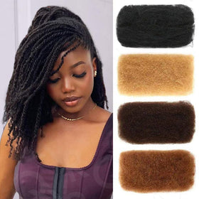 QUEEN VIRGIN REMY Afro Kinky Bulk Hair 50g styled into dreadlocks