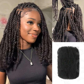 QUEEN VIRGIN REMY Afro Kinky Bulk Hair front view in natural black