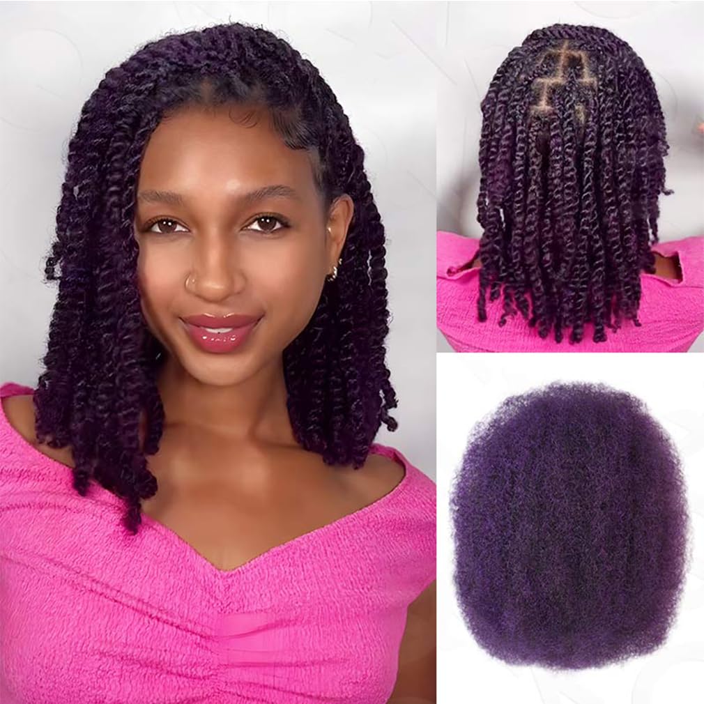 QUEEN VIRGIN REMY Afro Kinky Bulk Human Hair 50g purple bundle front view