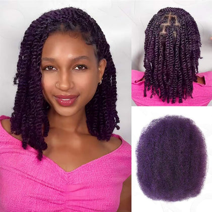 QUEEN VIRGIN REMY Afro Kinky Bulk Human Hair 50g purple bundle front view
