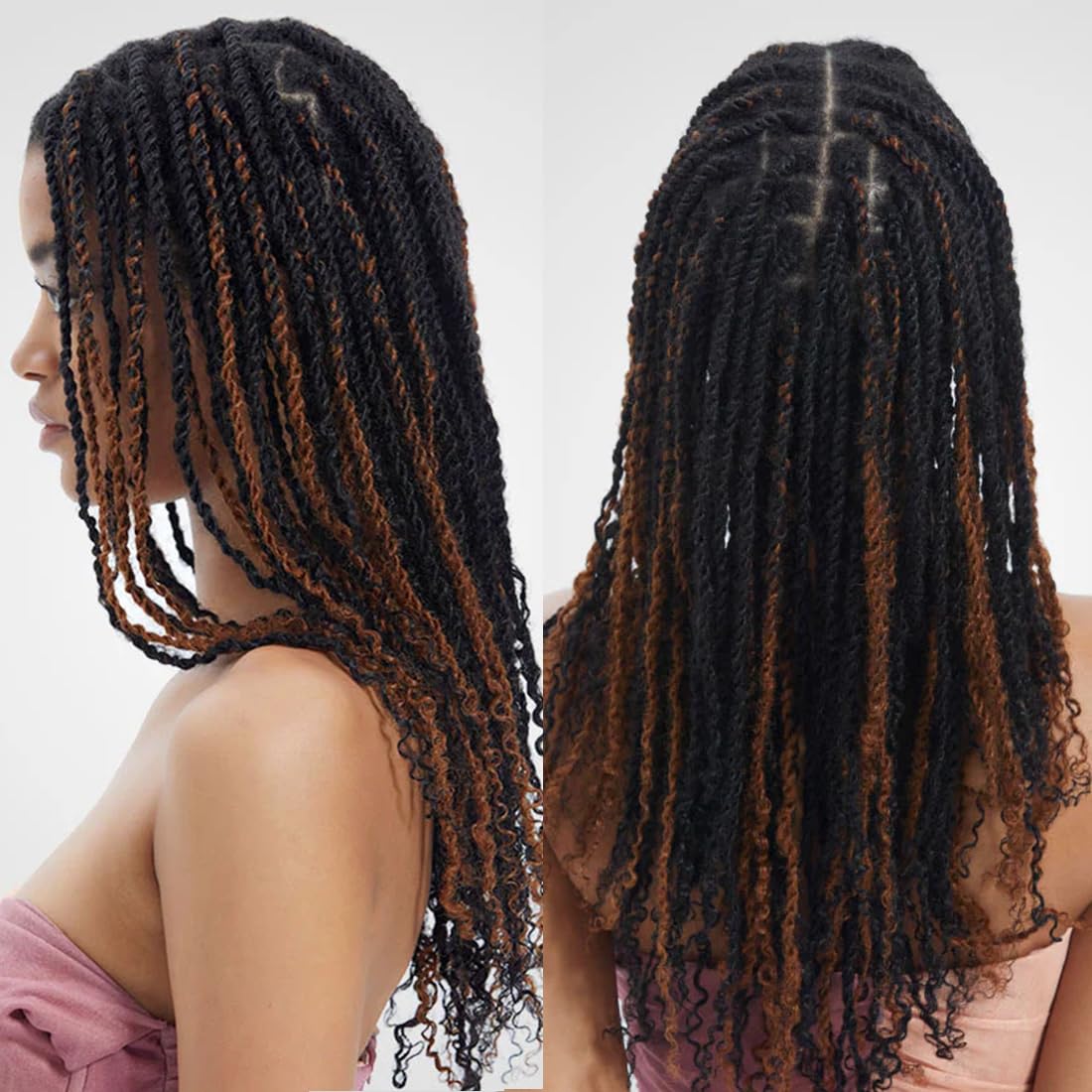 QUEEN VIRGIN REMY Afro Kinky Bulk Human Hair 50g styled in twists