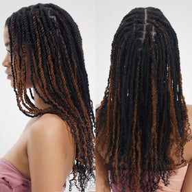 QUEEN VIRGIN REMY Afro Kinky Bulk Human Hair 50g styled in twists