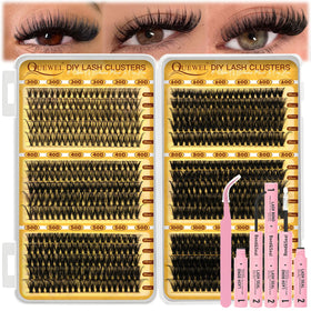 QUEWEL 580PCS Lash Clusters Kit front view with various densities