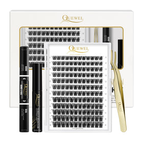 QUEWEL DIY Eyelash Extensions Kit with 144 lash clusters and tools