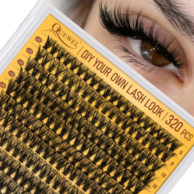 QUEWEL Lash Clusters 320Pcs tray with various lash lengths