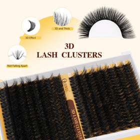 QUEWEL Lash Clusters 80D+100D close-up showing different lengths
