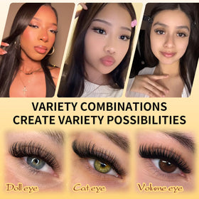 QUEWEL lash clusters applied on model's eyes