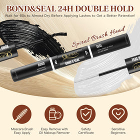 QUEWEL lash clusters displayed in kit packaging