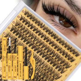 QUEWEL Lash Clusters Kit 320 pcs with applicator tool and glue remover