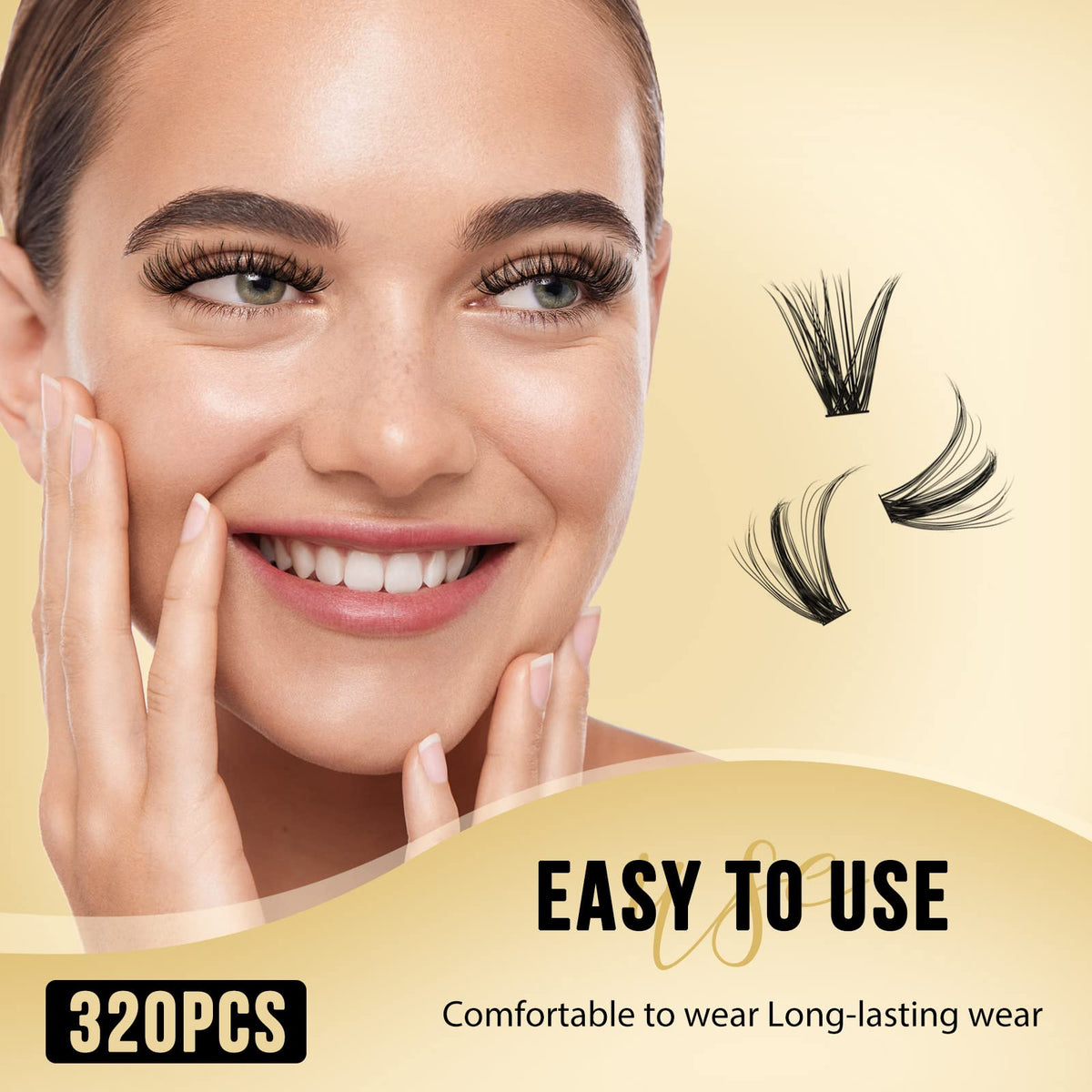 QUEWEL Lash Clusters with adhesive for easy application