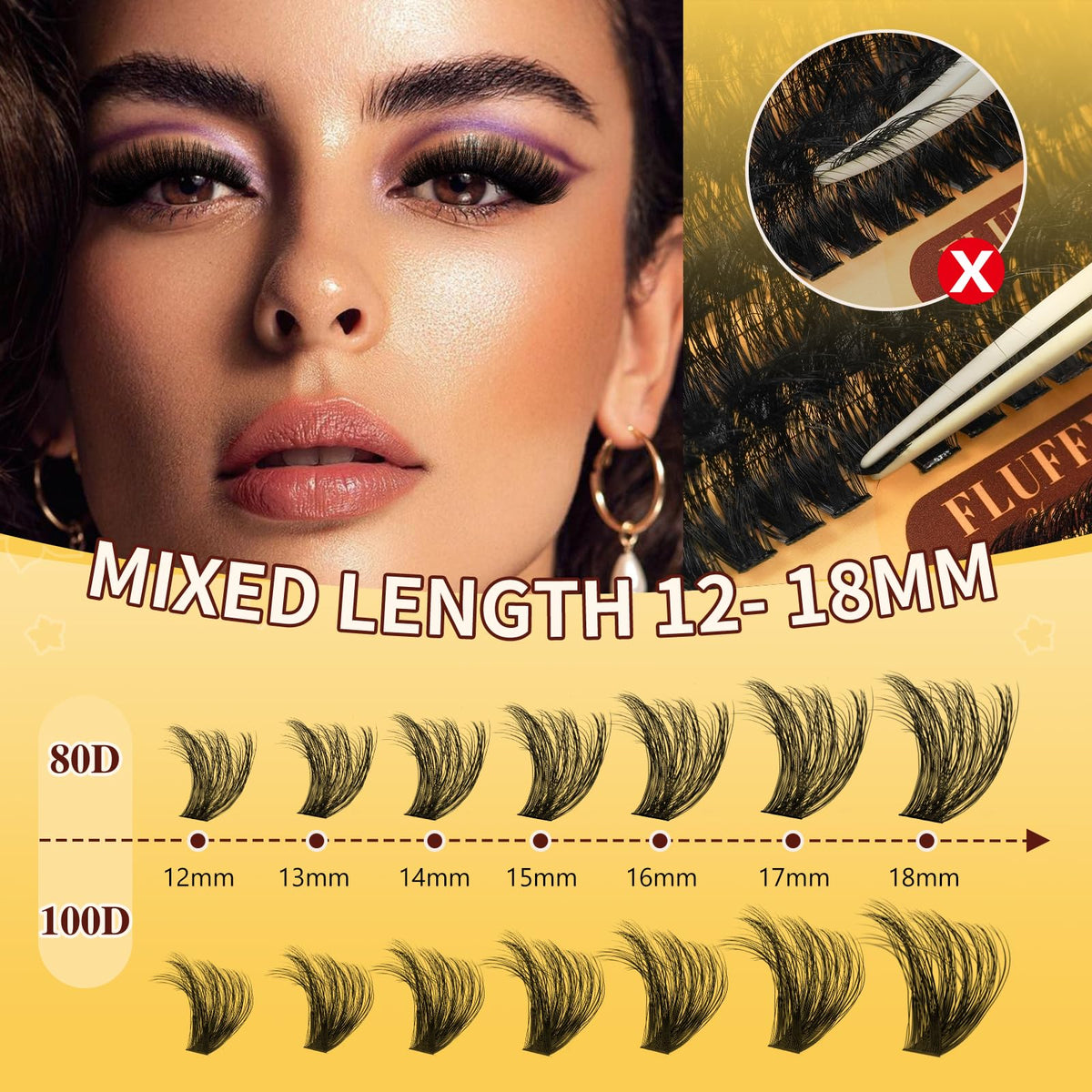 QUEWEL lash tweezers with non-stick coating