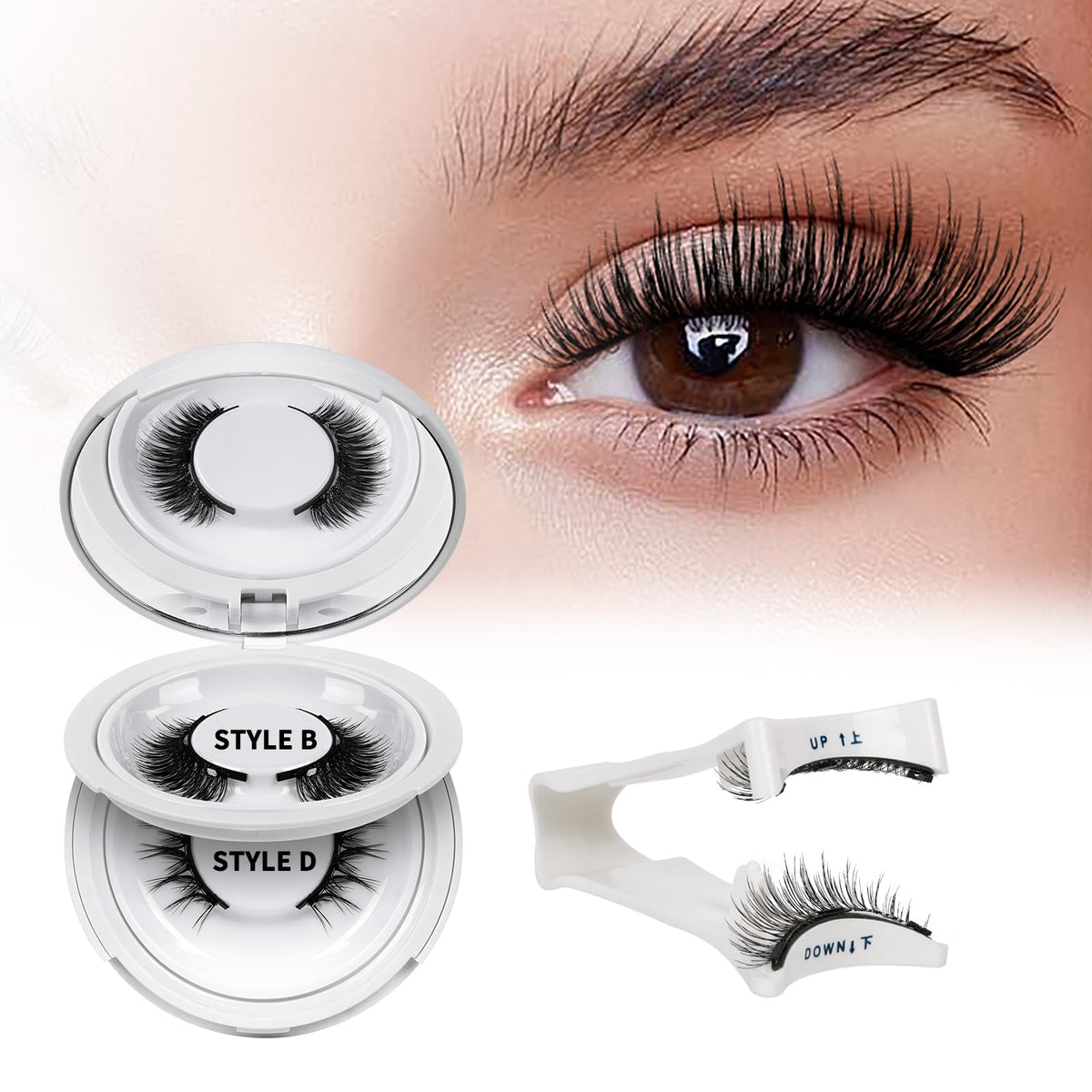 QUEWEL Magnetic Eyelashes Kit with 2 pairs and applicator