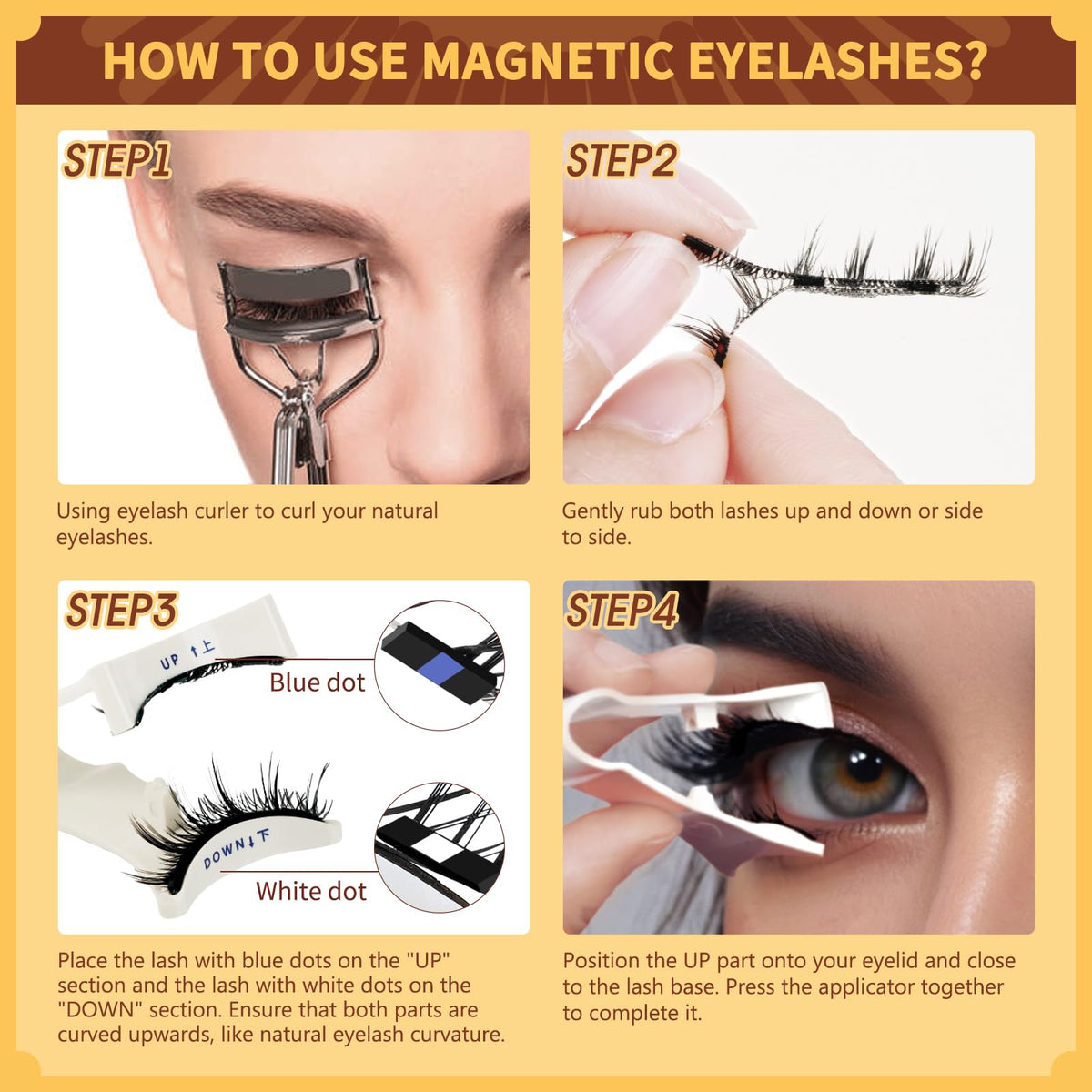 QUEWEL magnetic eyelashes showing fluffy natural look