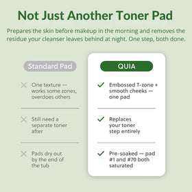 QUIA Beauty toner pads in hand