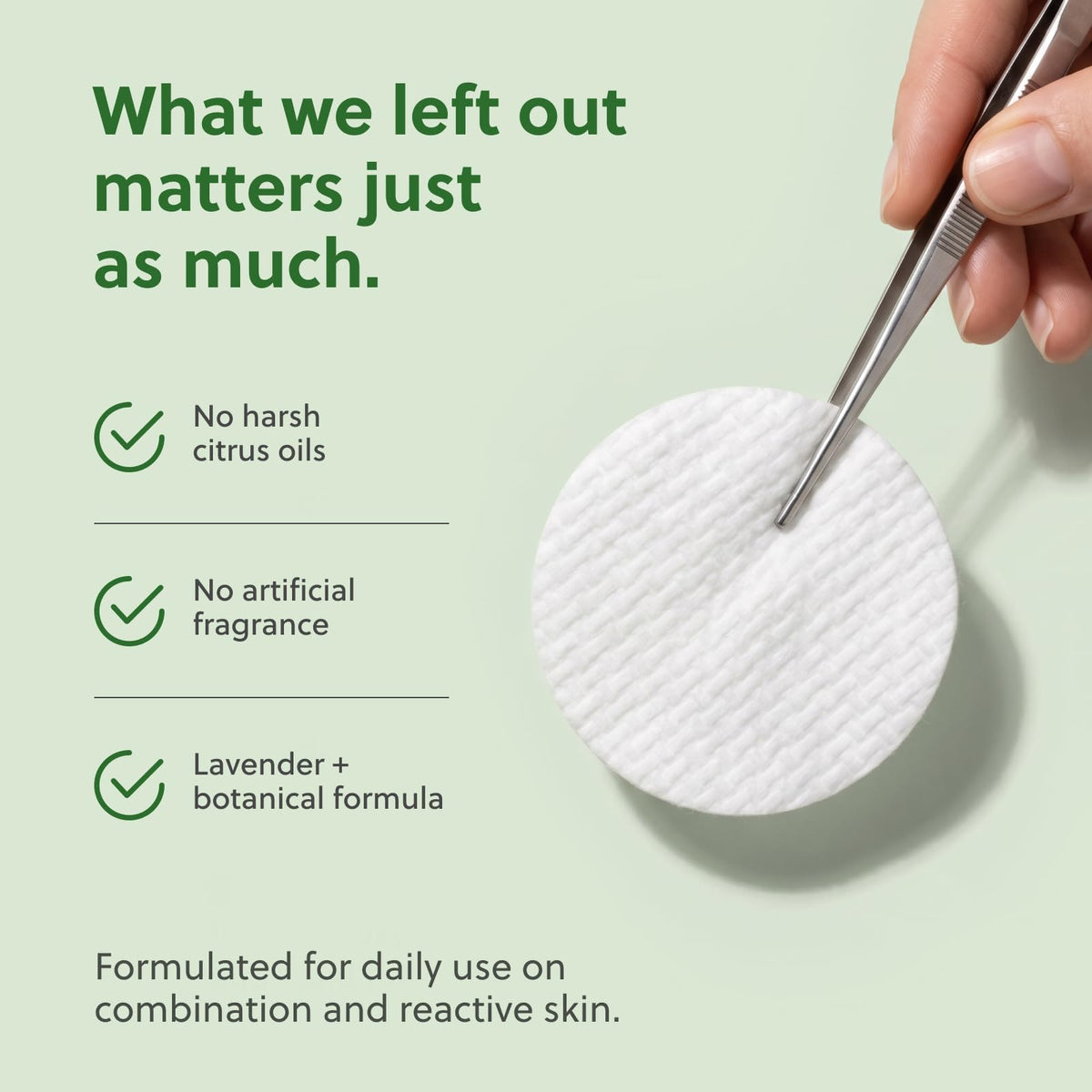 QUIA Beauty toner pads on bathroom counter