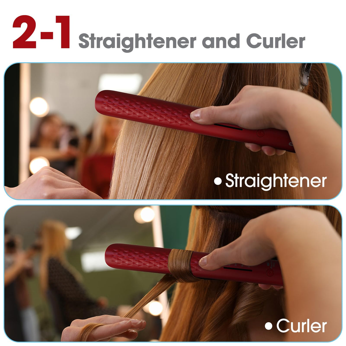 QUICO Hair Straightener displaying adjustable temperature controls