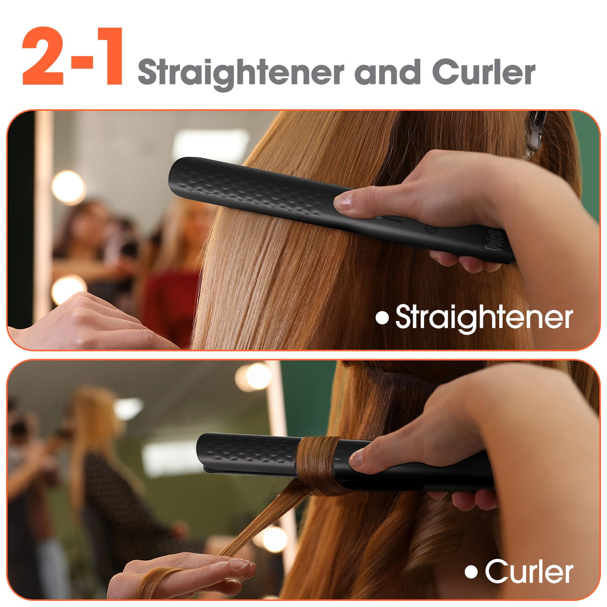 QUICO Hair Straightener showing adjustable temperature settings