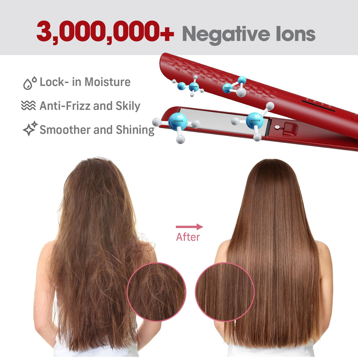 QUICO Hair Straightener side view highlighting ceramic heating plates