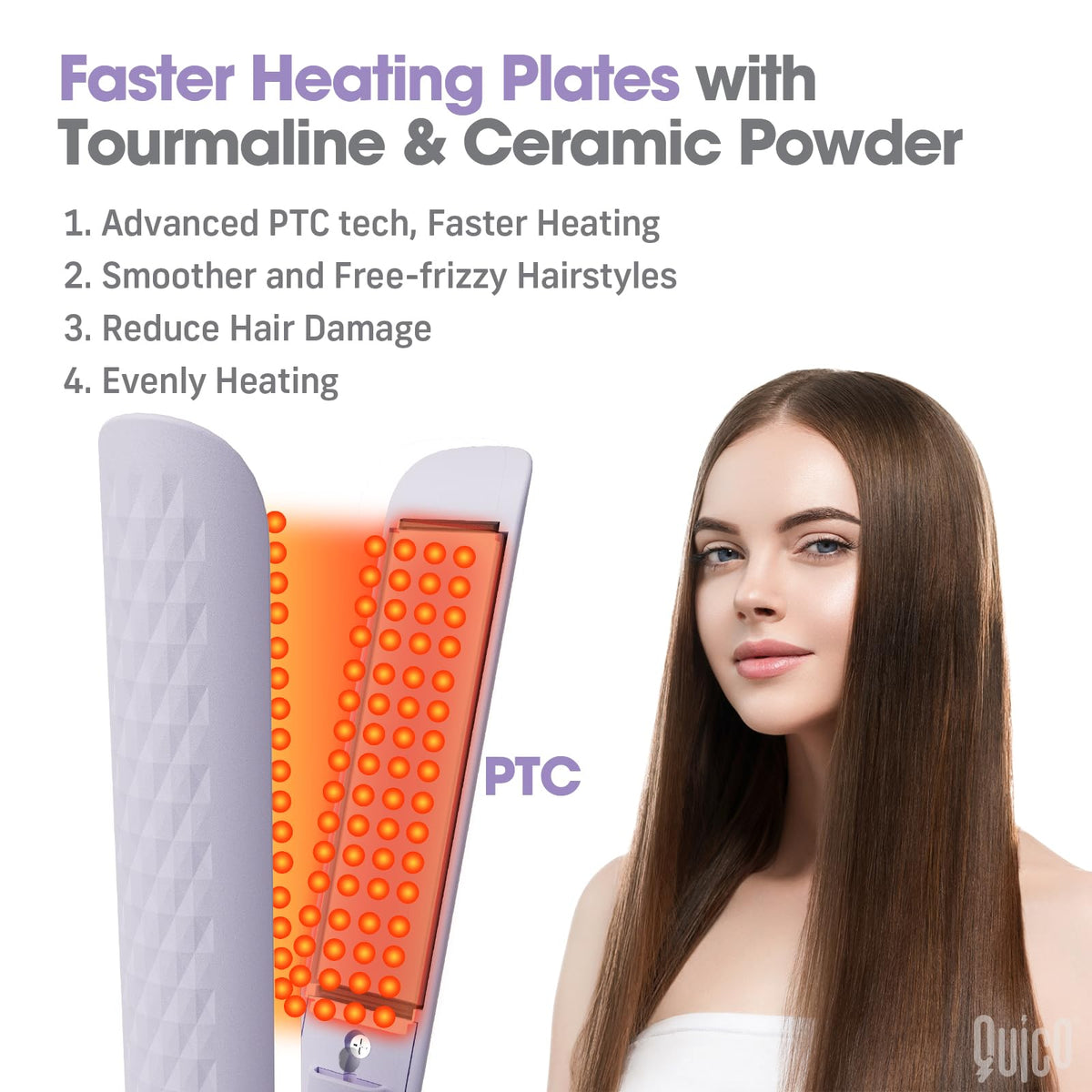 QUICO Hair Straightener with anti-scald glove and clips