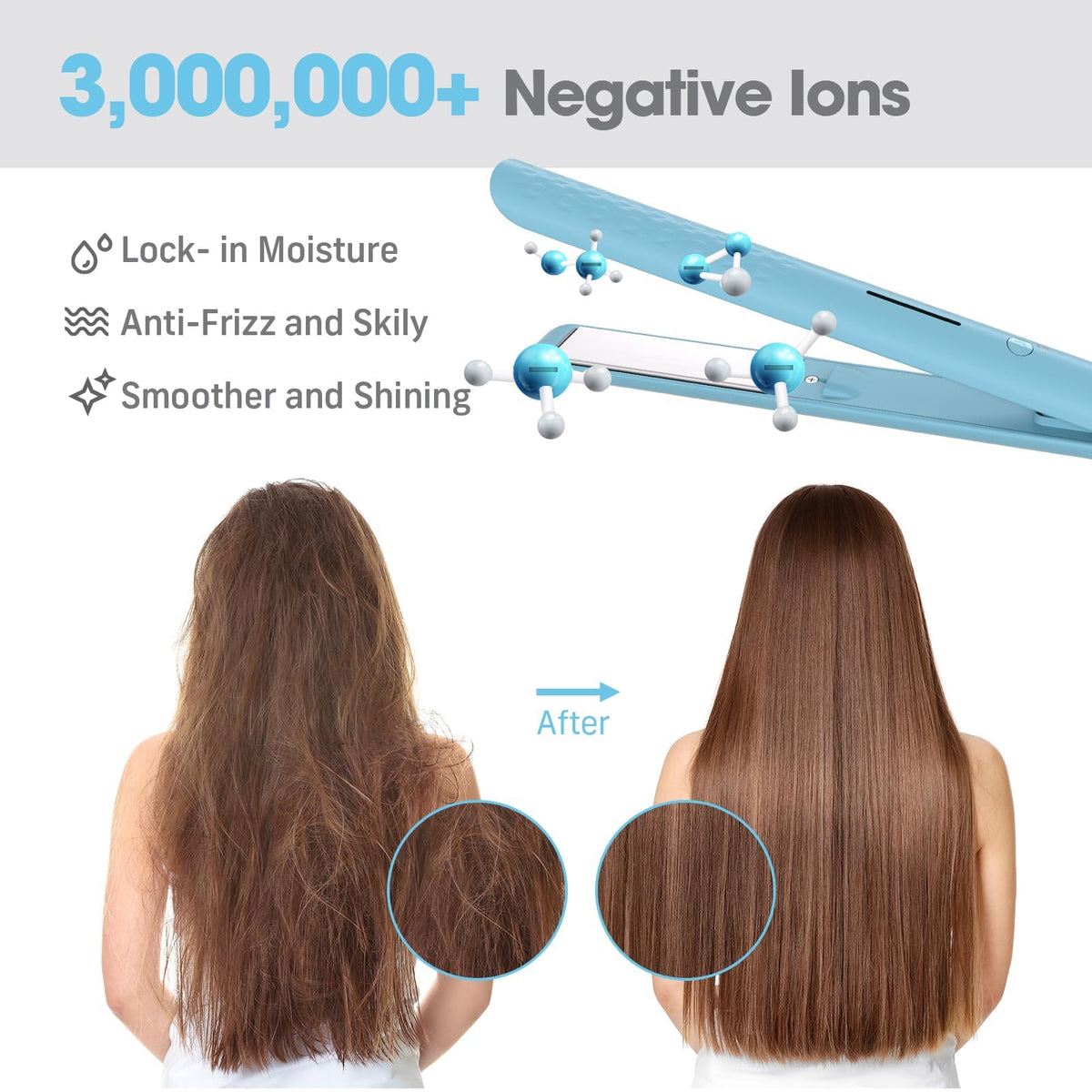 QUICO Hair Straightener with anti-scald glove and clips
