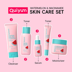 QUIYUM Skincare Set displayed with vibrant packaging