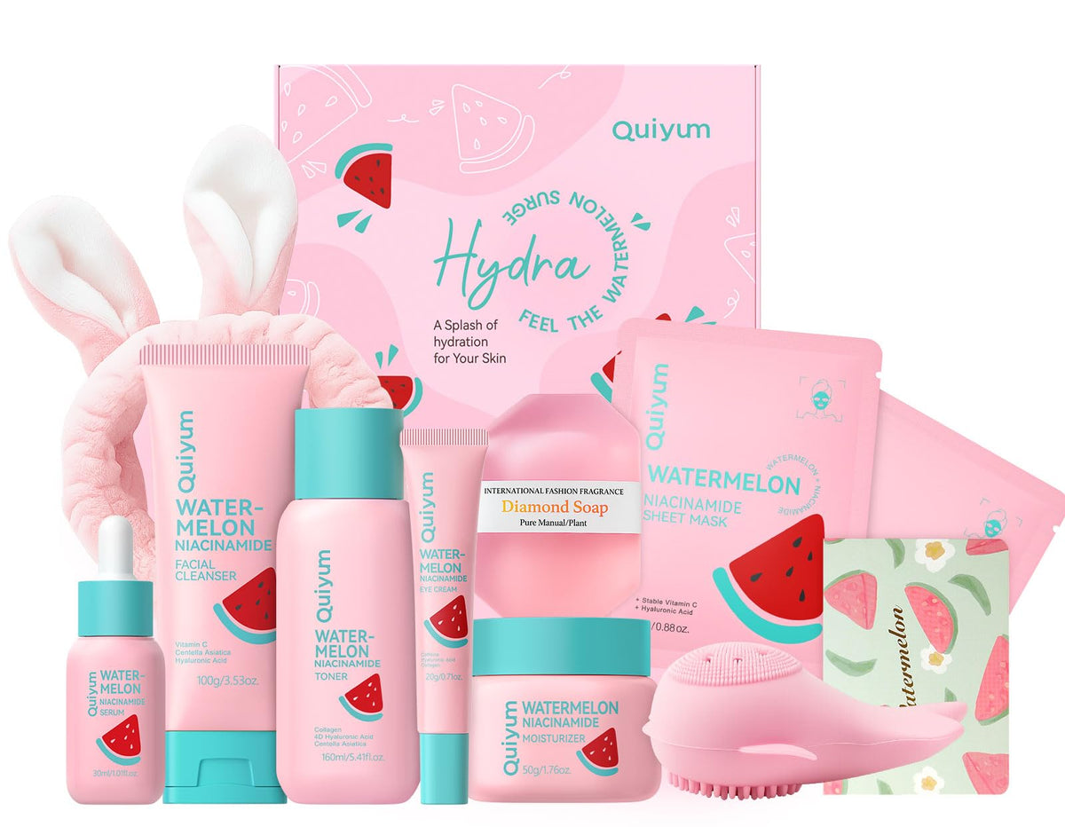 QUIYUM Watermelon & Niacinamide Skincare Set packaging front view