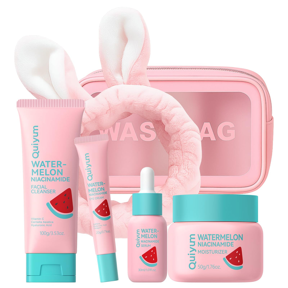 QUIYUM Watermelon & Niacinamide Skincare Set packaging front view