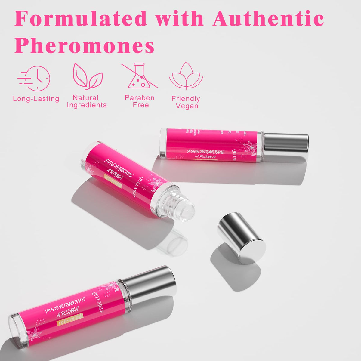 QULUMELF Pheromone Perfume packaging showing fruity fragrance notes