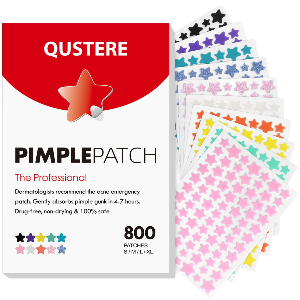 QUSTERE Pimple Patches assorted colours pack front view