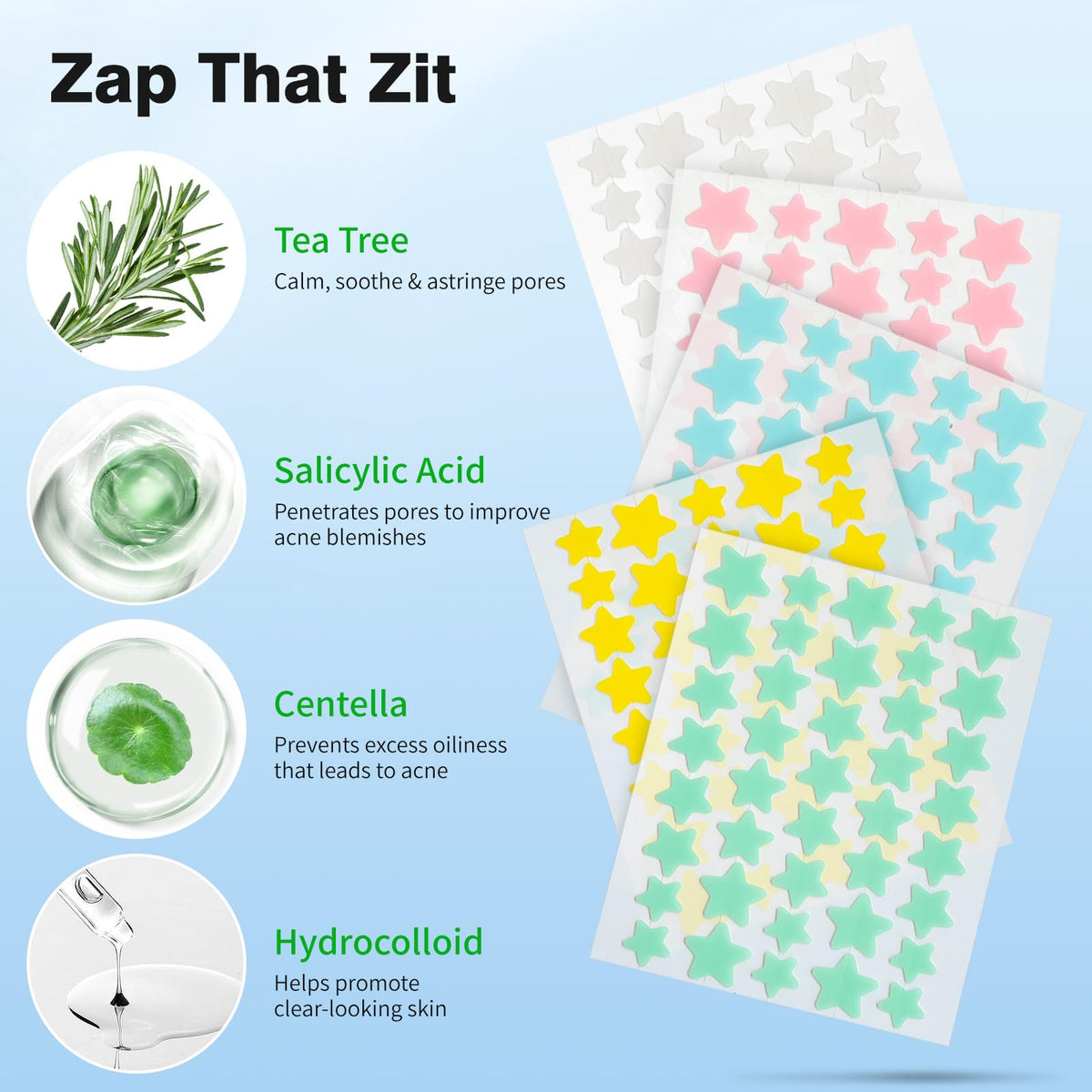 QUSTERE Pimple Patches green star shape in packaging