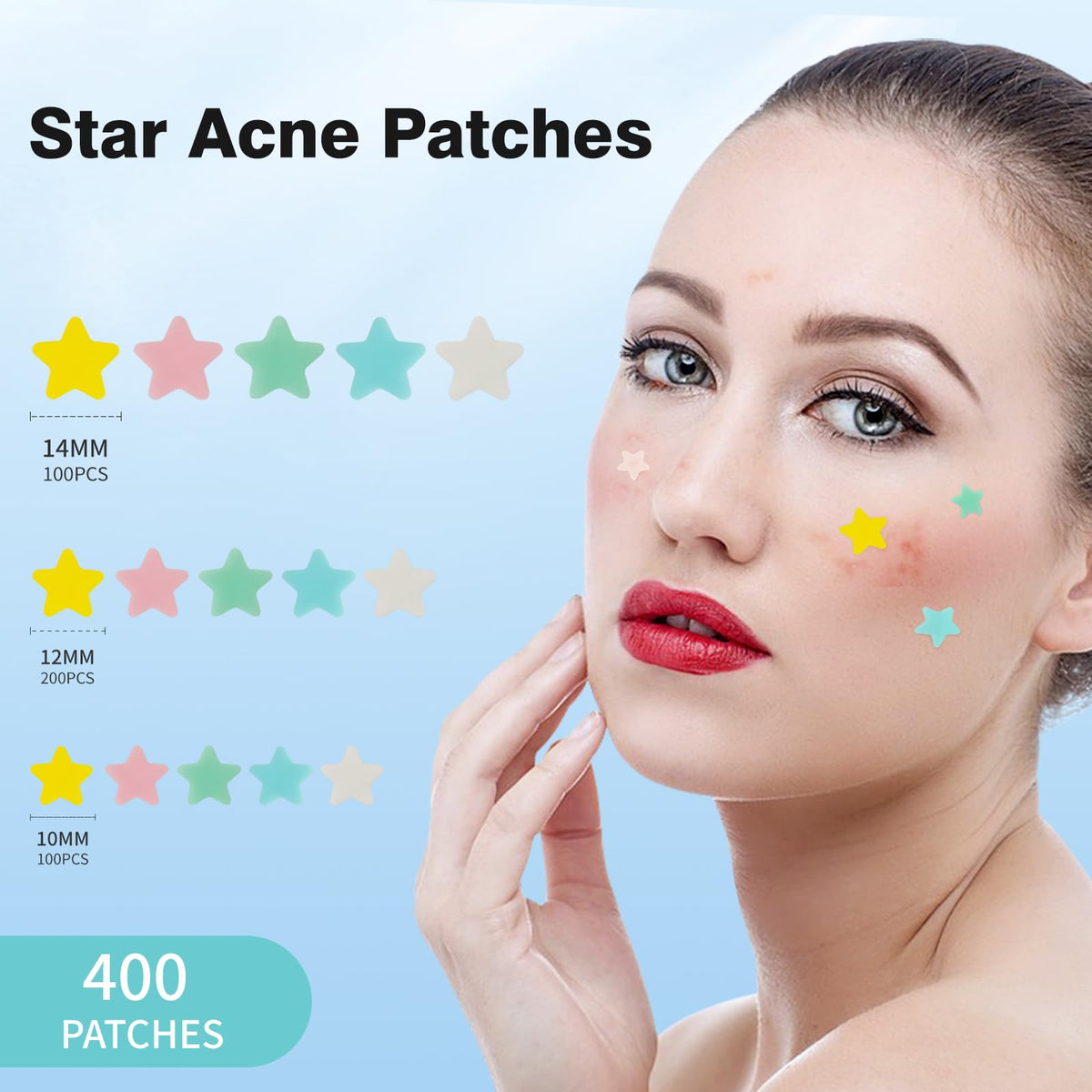 QUSTERE Pimple Patches yellow star shape on skin