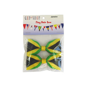 QXP Shop Jamaica Flag Hair Bow close-up of handcrafted detail