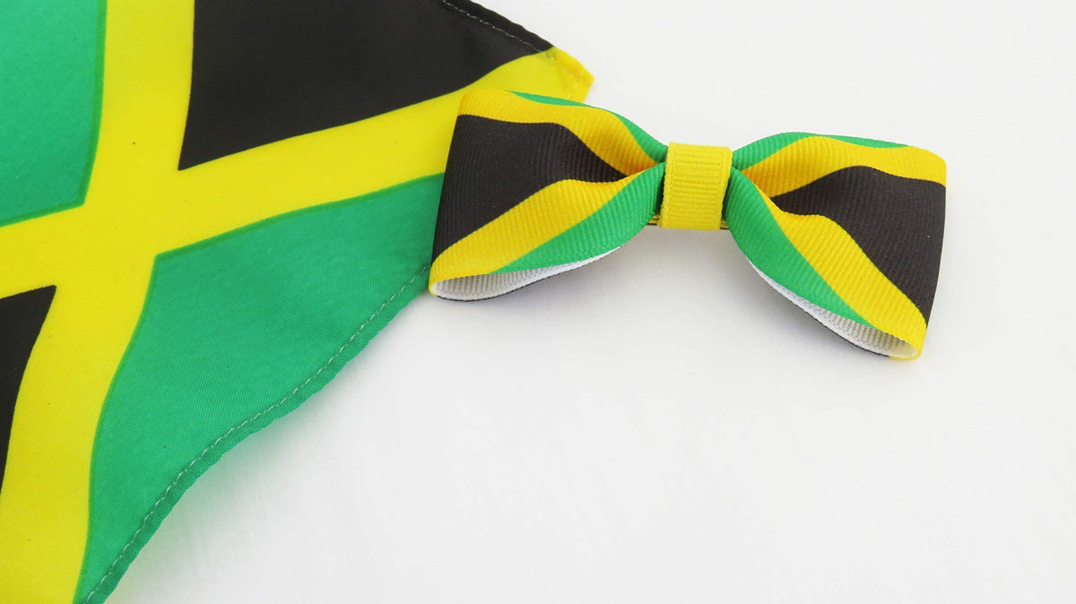 QXP Shop Jamaica Flag Hair Bow displayed with cultural decorations