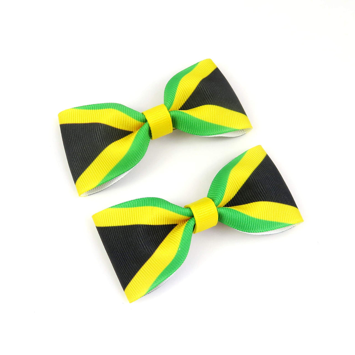 QXP Shop Jamaica Flag Hair Bow front view with alligator clip