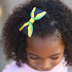 QXP Shop Jamaica Flag Hair Bow side view showing vibrant colours
