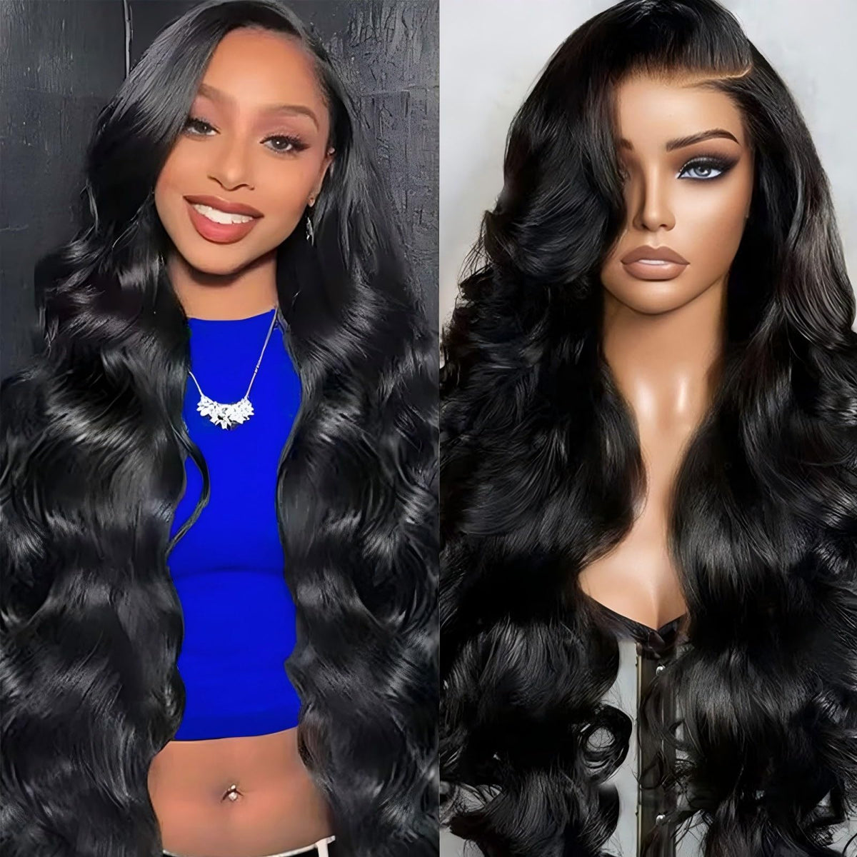 QZOQZO 13x6 Lace Front Wig 30 Inch body wave front view