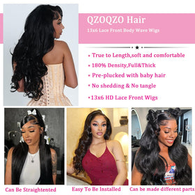 QZOQZO 13x6 Lace Front Wig back view