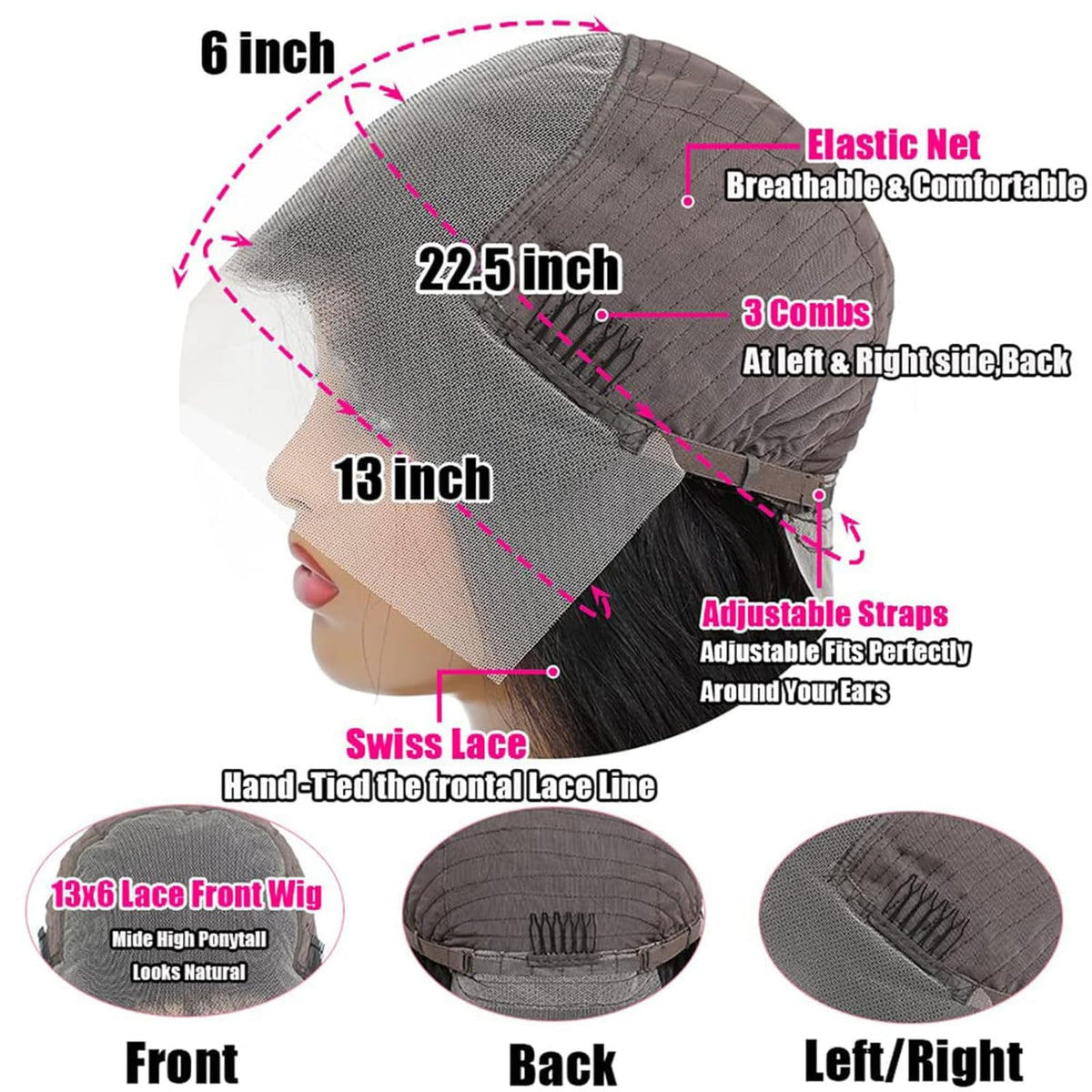 QZOQZO 13x6 Lace Front Wig back view