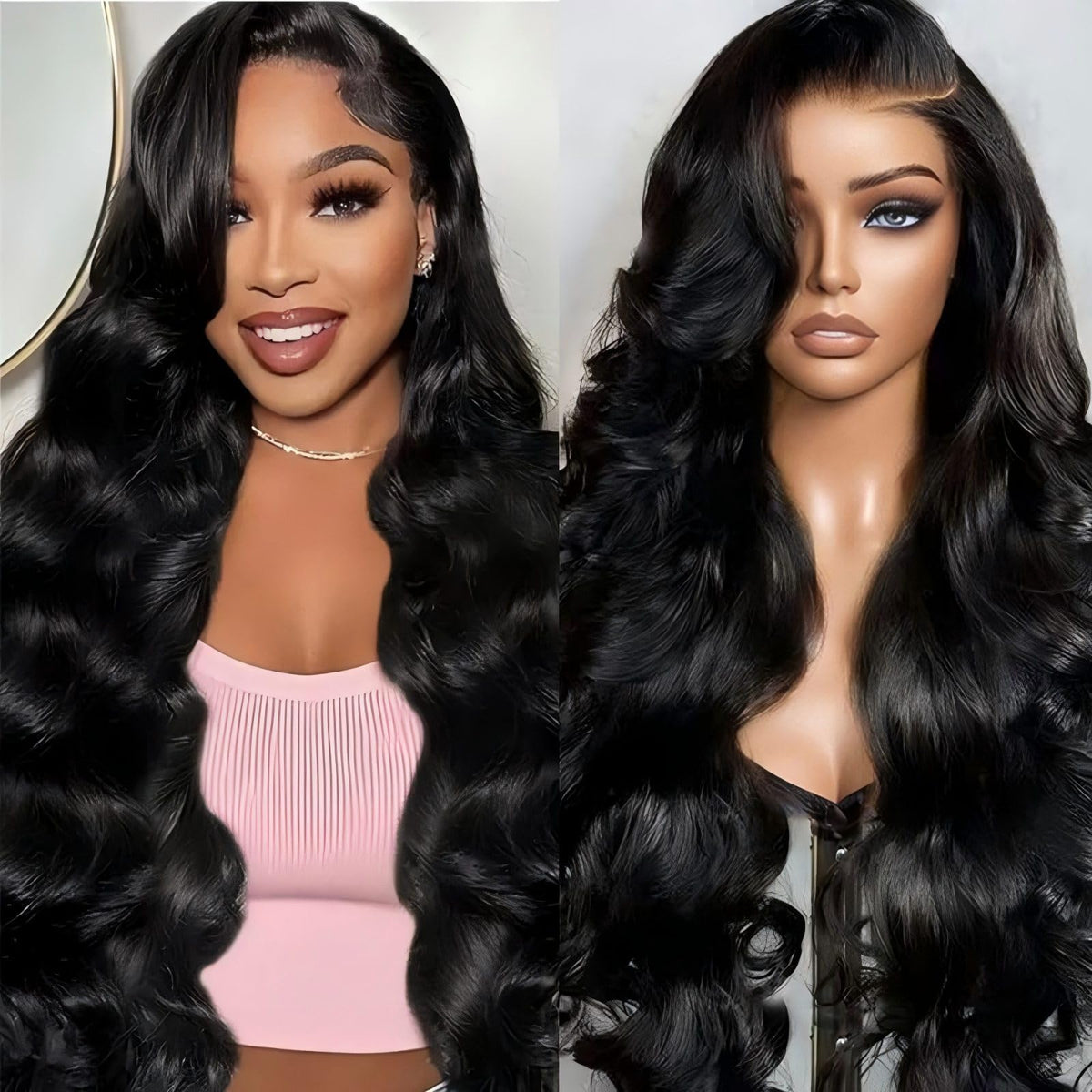 QZOQZO 13x6 Lace Front Wig body wave style front view