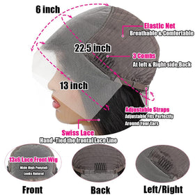 QZOQZO 13x6 Lace Front Wig with adjustable straps