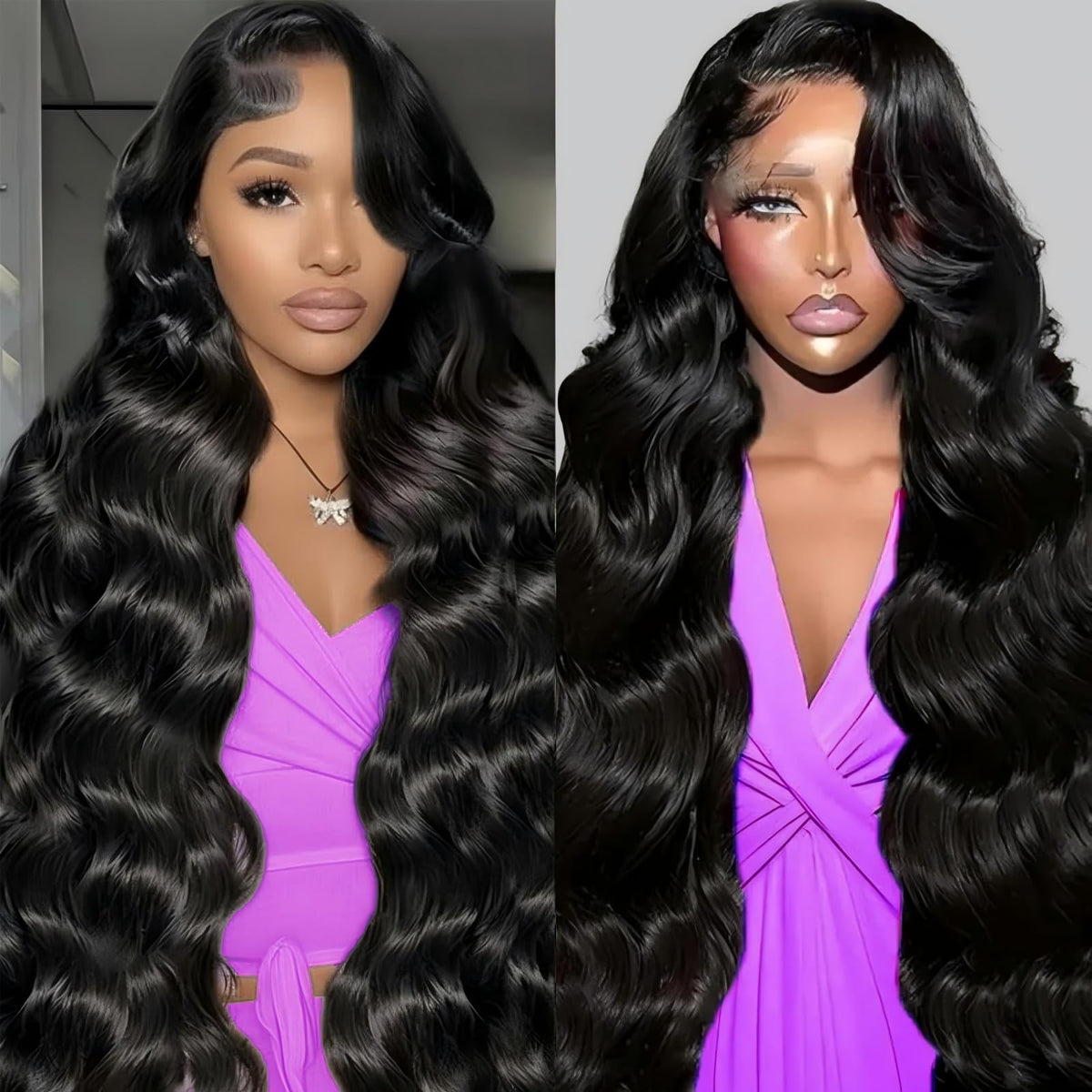 QZOQZO 28 Inch Body Wave Lace Front Wig front view