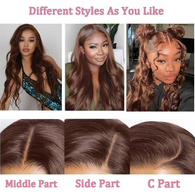 QZOQZO 28 Inch Chocolate Brown Lace Front Wig cap details