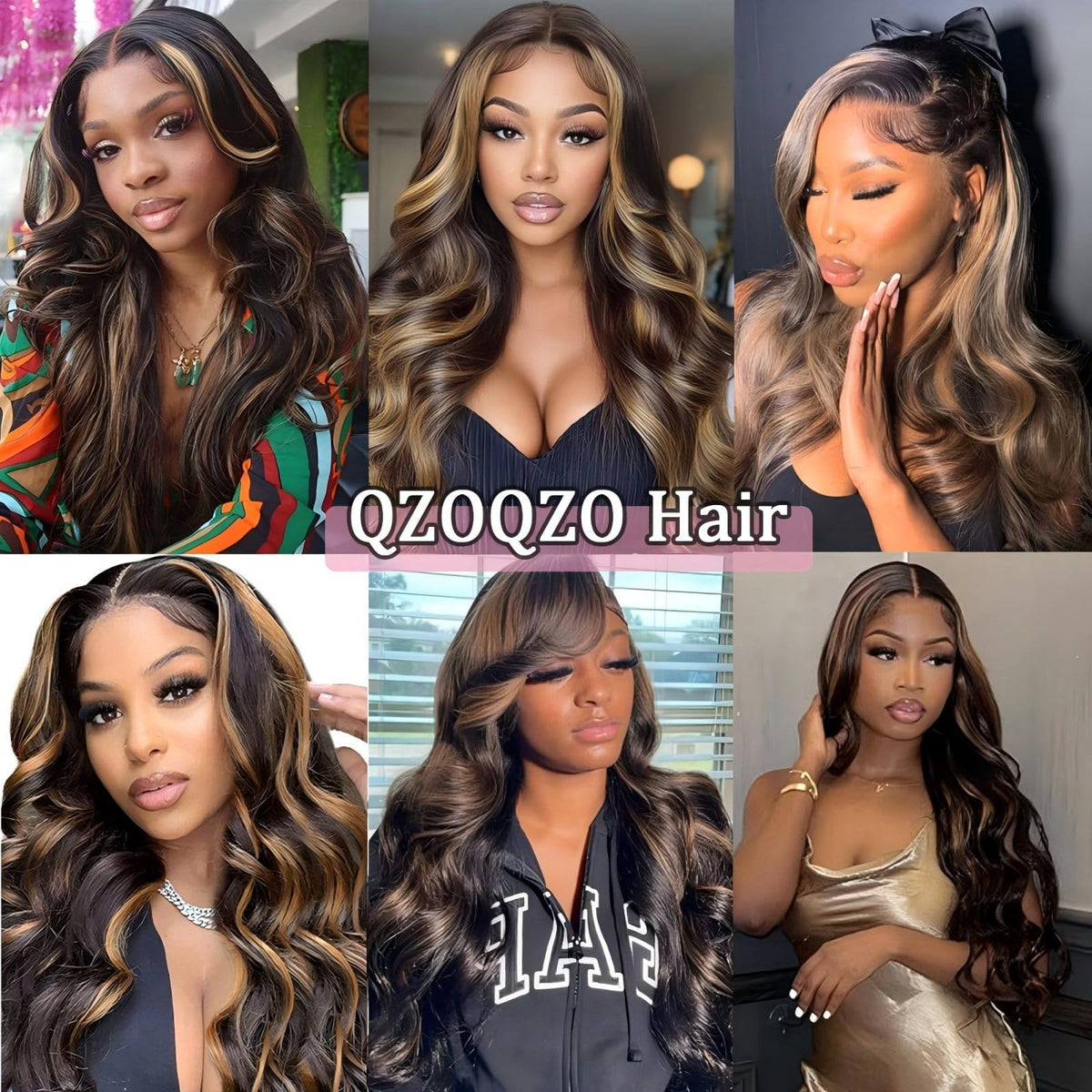 QZOQZO 28 Inch Ombre Body Wave Lace Front Wig on mannequin