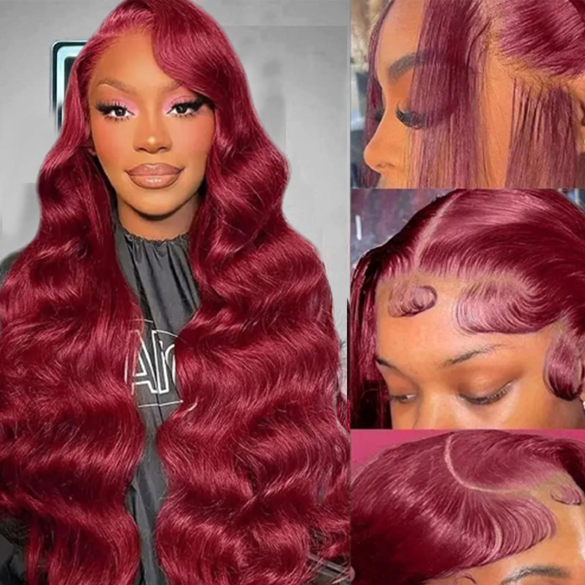 QZOQZO 99J Burgundy Lace Front Wig front view