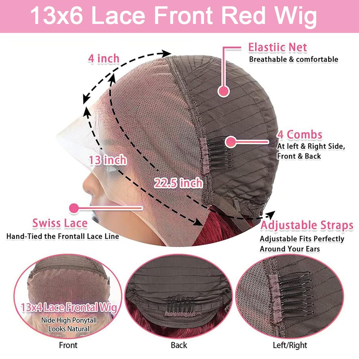 QZOQZO Burgundy Lace Front Wig 13x6 HD Body Wave packaging