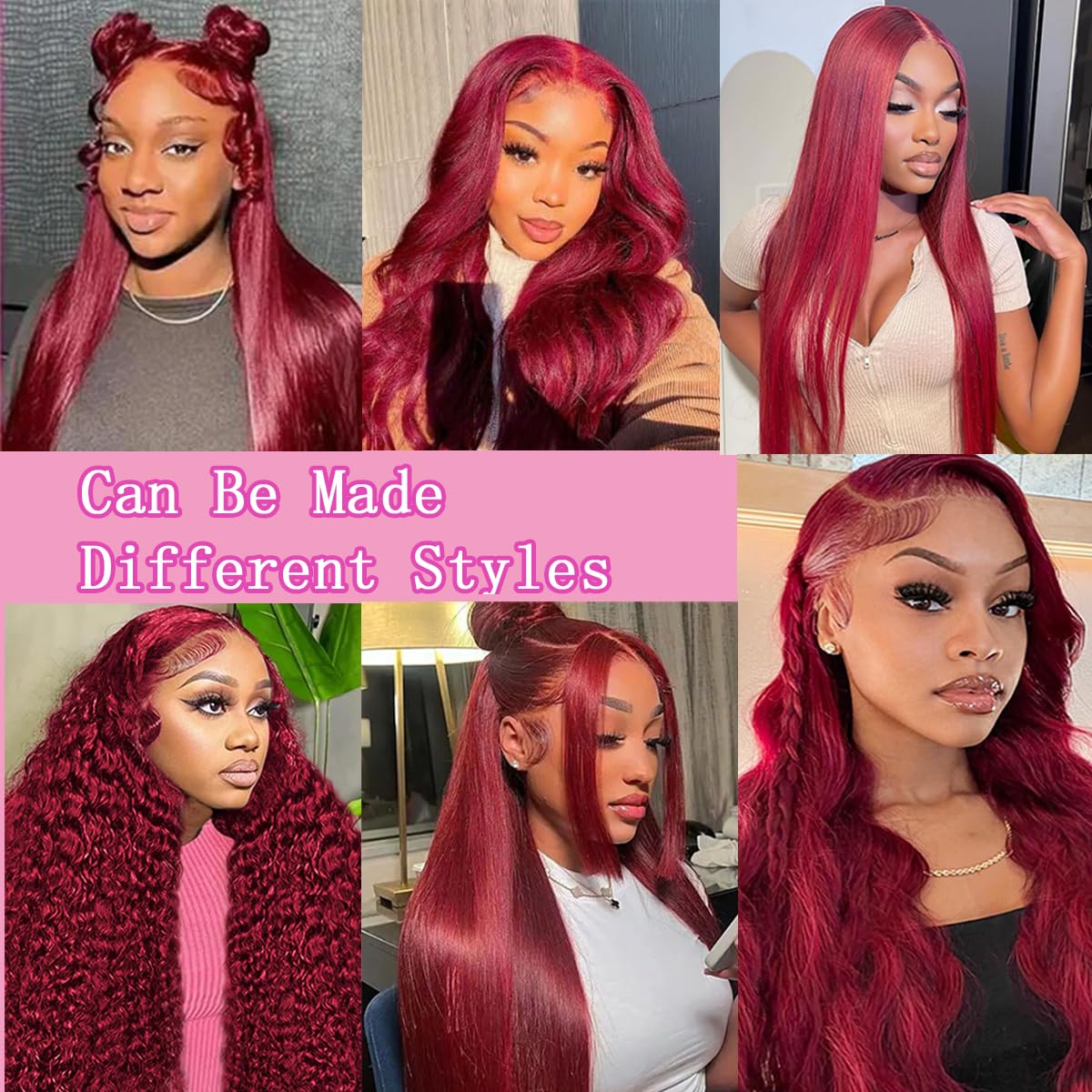 QZOQZO Burgundy Lace Front Wig 13x6 HD Body Wave styled